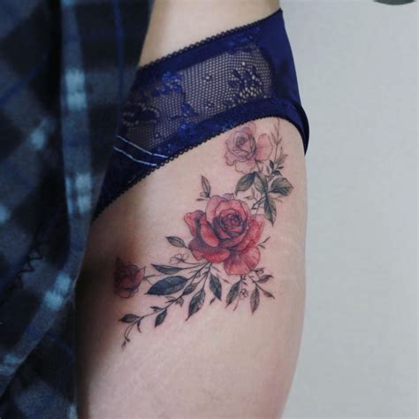 Roses On A Hip By Tattooist Flower Tattoogrid Net