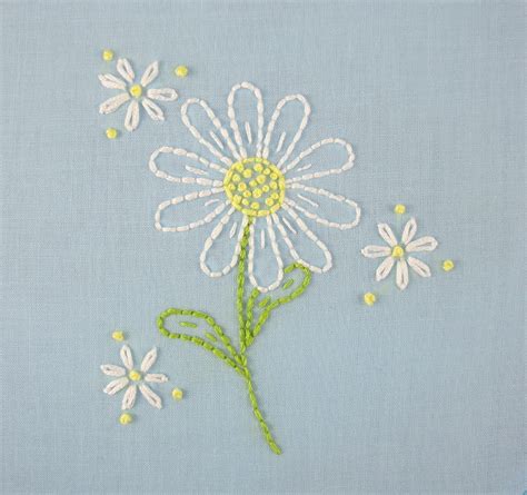 Daisy Hand Embroidery Pattern Daisy Embroidery Daisy Design