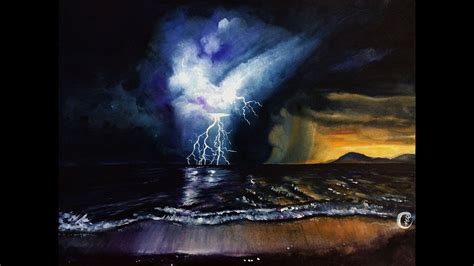 Watercolor Storm With Lightening Painting Demonstration Youtube