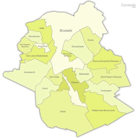 Free Vector Map Of Brussels Region Municipalities
