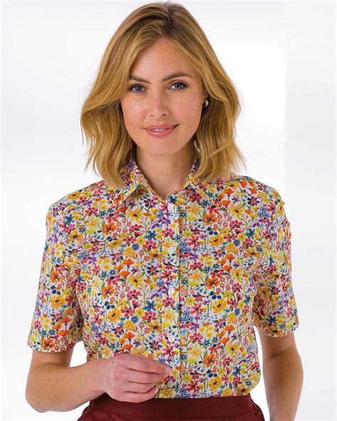 Ladies Mallory Floral Print Blouse On Pure Tana Lawn