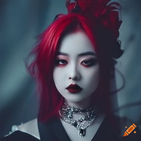 Detailed Artwork Of A Beautiful Japanese Lady With Dark Red Hair On Craiyon