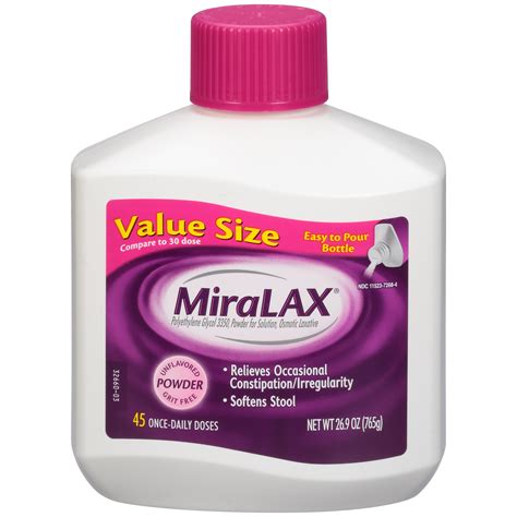 Miralax Laxative Osmotic Unflavored Grit Free Powder 45 Doses 269