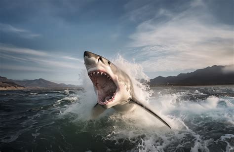 Great White Shark Great White Shark Surfaces While Hunting Flickr