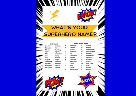 Whats Your Superhero Name Superhero Name Generator Game Etsy