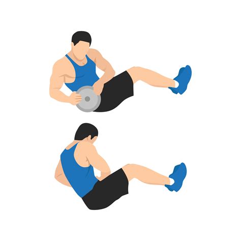 Man Doing Man Twists Exercise Abdominals Excercise Flat Vector
