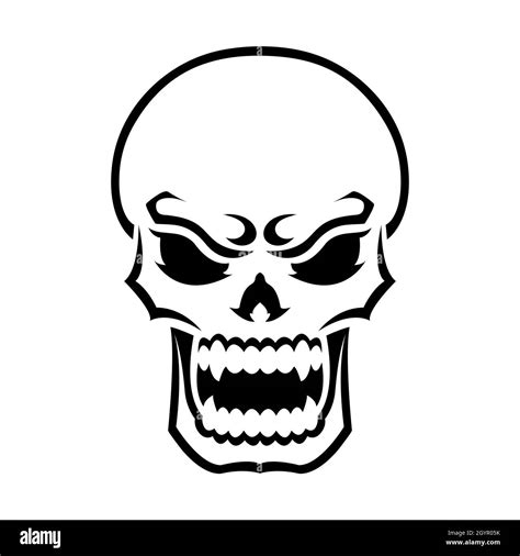 Angry Skull Outline Silhouette Design Element Vector Illustration