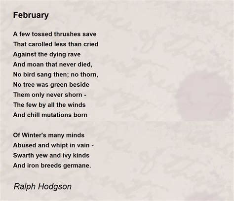 February February Poem By Ralph Hodgson