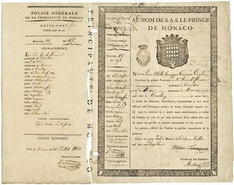 Passport Principality Of Monaco 1823 Collectors Weekly