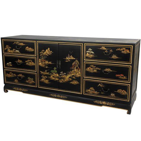 Oriental Furniture Tall Black Lacquer Dresser 849527020784 Ebay