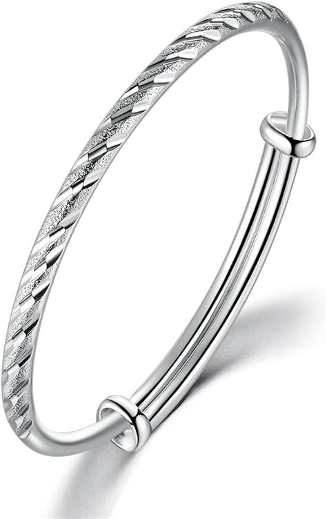 Guiji Silver Solid Bracelet 999 Sterling Silver Bangle Size Adjustable