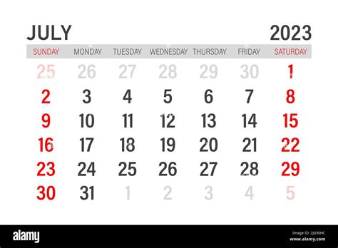 July 2023 Calendar Template Layout For July 2023 Printable Monthly