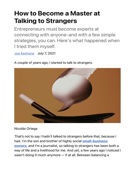 How To Become A Master At Talking To Strangers