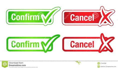 Confirm meaning, definition, what is confirm: Confirm And Cancel Buttons With Checkmarks Stock Vector ...