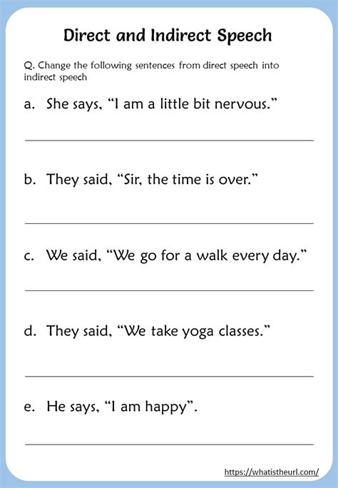 Direct And Indirect Speech Worksheets For Grade Your Home Teacher Grade Grammar Lesson