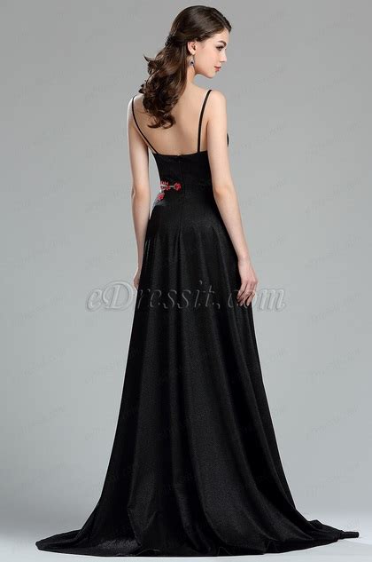 Edressit Sexy Floral Embroidery Long Black Evening Dress 36180200