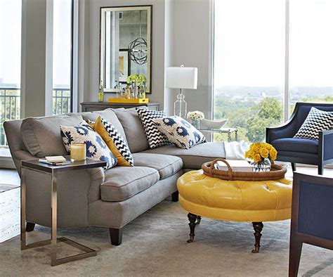 Dark Blue And Yellow Living Room