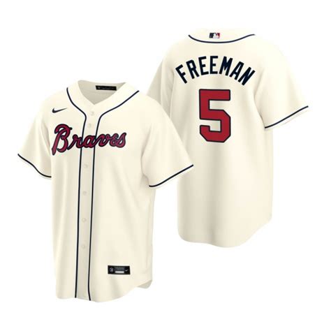 Braves Freddie Freeman Nike Cream Replica Jersey