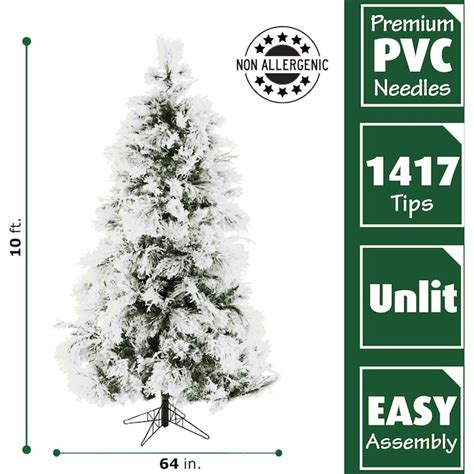 Fraser Hill Farm 10 Ft Snowy Pine Flocked Artificial Christmas Tree In