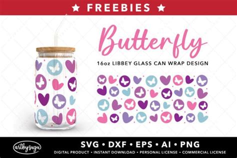 Butterfly Libbey Can Wrap Svg Freebies Graphic By Artbysugu · Creative Fabrica