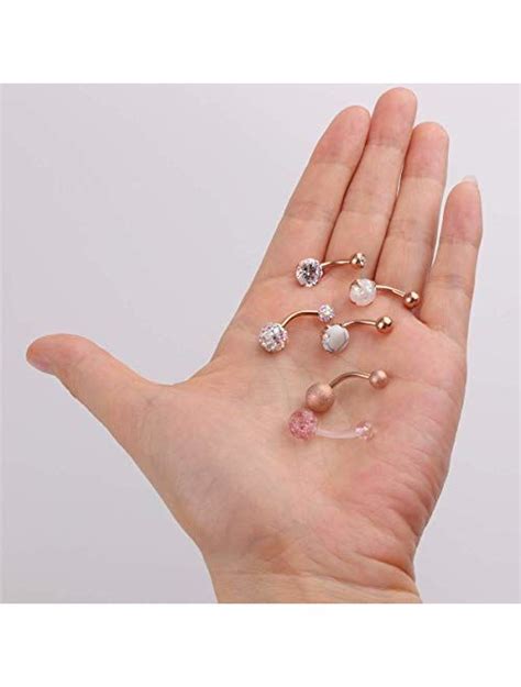 Buy Czcczc 14g Stainless Steel Belly Button Rings Marble Stone For