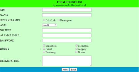 Cara Membuat Form Registrasi HTML - Yoki's House