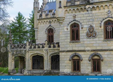 The Lateral Walls Of Sturdza Castle Miclauseni Romania Stock Image