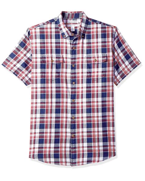 Amazon Essentials Regular Fit Short Sleeve Two Pocket Twill Shirt In