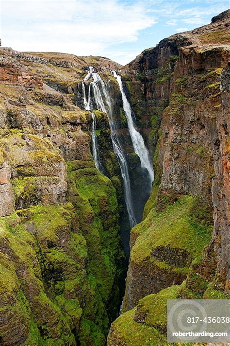 Beautiful Glymur Waterfall West Iceland Stock Photo