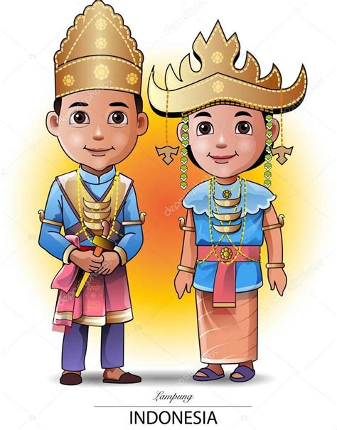 Vector Illustration Lampung Traditional Clothing Or Costume Kartun