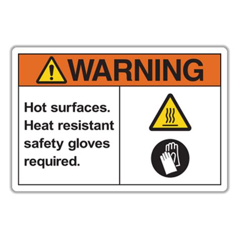 W13 Warning Hot Surfaces Heat Resistant Safety Gloves Required Hall
