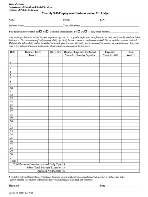 Balance sheet accounts followed by the income statement accounts. Self Employment Ledger - Fill Out and Sign Printable PDF ...