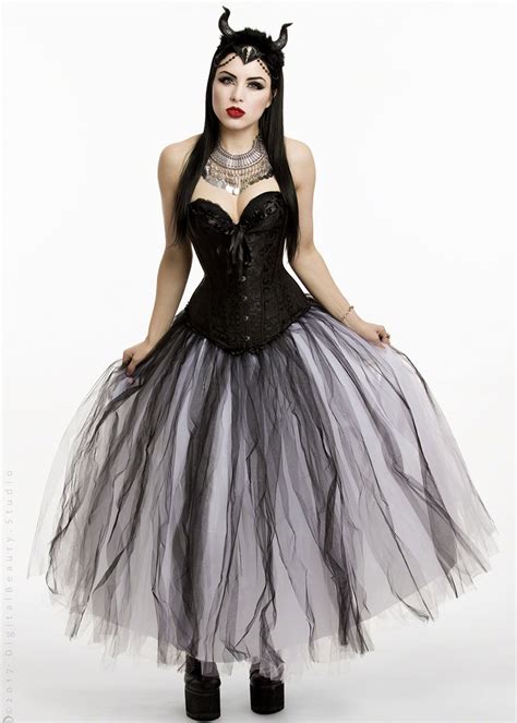 White Black Long Gothic Prom Dress D D Roseblooming