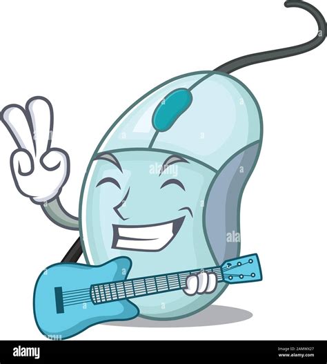 A Mascot Of Computer Mouse Performance With Guitar Stock Vector Image