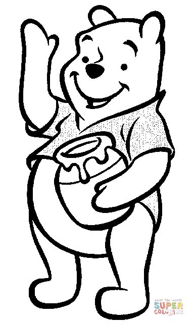 Coloriage Winnie l ourson avec un pot de miel Coloriages à imprimer gratuits