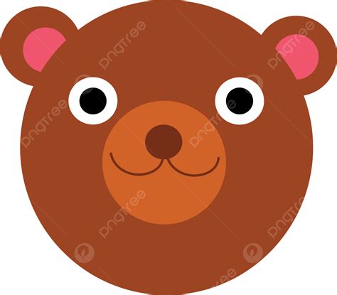 Cute Handrawn Brown Cartoon Bear Face Image, Cartoon Bear, Animals