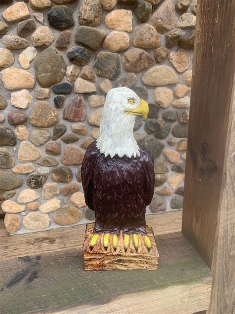 Eagle Chainsaw Carving, Bald Eagle, Hand Carved Wood Eagle, Wooden 