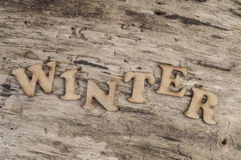 Word Winter On Wooden Background Stock Photo Image Of Concept