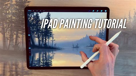 IPAD PAINTING TUTORIAL - Lake and trees landscape art in Procreate - YouTube