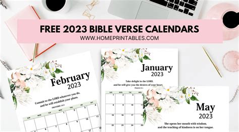 2023 Bible Verse Calendar Free Printable Cute Freebie