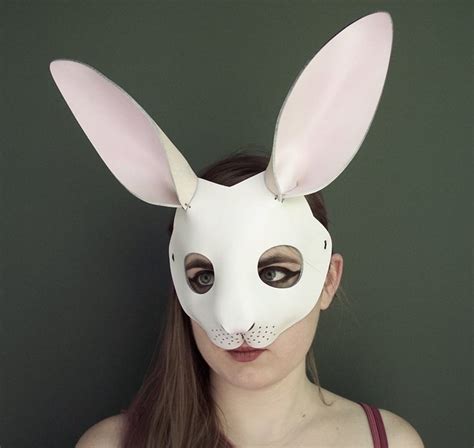 rabbit mask in white leather leather mask bunny mask mask