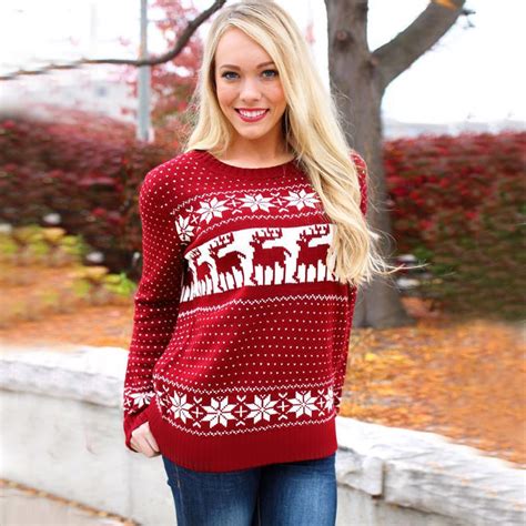 Women Lady Jumper Sweater Pullover Tops Coat Christmas Snowflake Winter