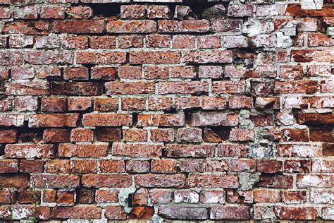 Wall Of Dirty Vintage Red Bricks In A Close Up Photograph By Michal