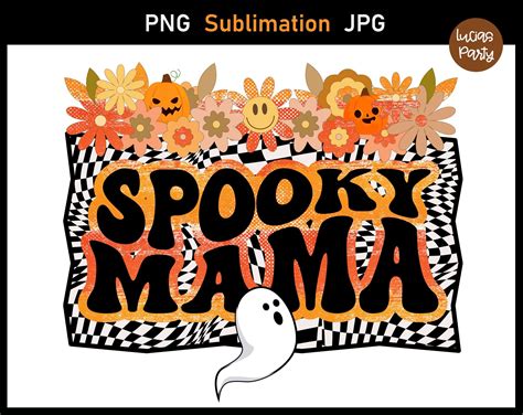 Spooky Mama PNG Spooky Mama Sublimation Halloween Mama Png Retro