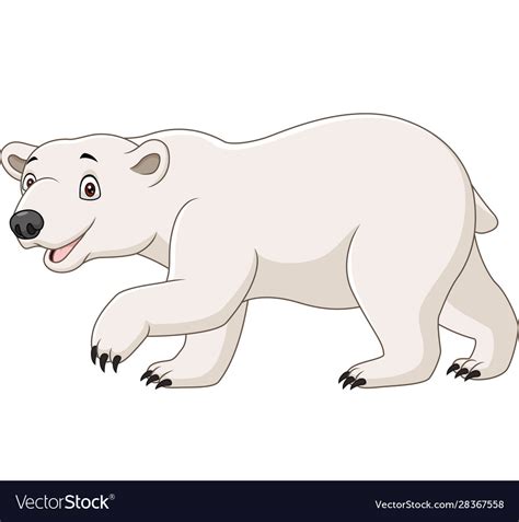 Cartoon Polar Bear Isolated On White Background Vector Image