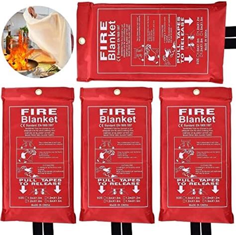 Pack Of 4 Fire Blanket Fibreglass Soft Case Fire Blanket For Kitchen