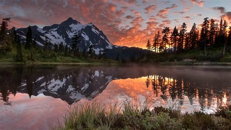 Wallpaper Landscape Forest Sunset Lake Nature Reflection