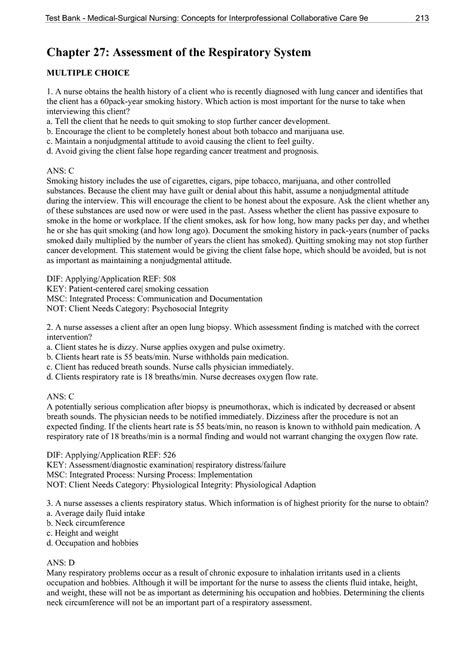 Chapter 27 Assessment Of The Respiratory System Chapter 27