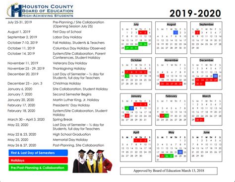 Hcboe Calendars School Calendars Houston County Schools Inside
