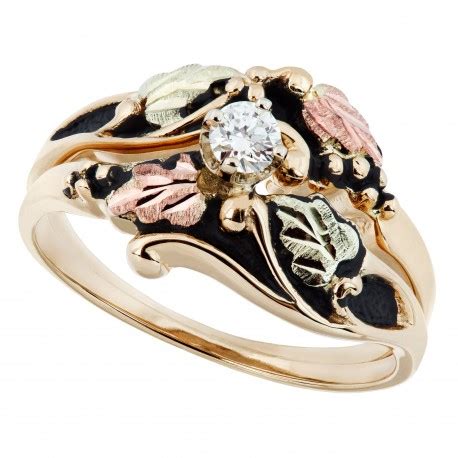 Choose from our huge selection of lovely womens gold rings or our gold on sterling silver rings featuring 12 karat black hills gold leaves, roses, grape clusters and vines. Antiqued Black Hills Gold Diamond Engagement Wedding Ring ...